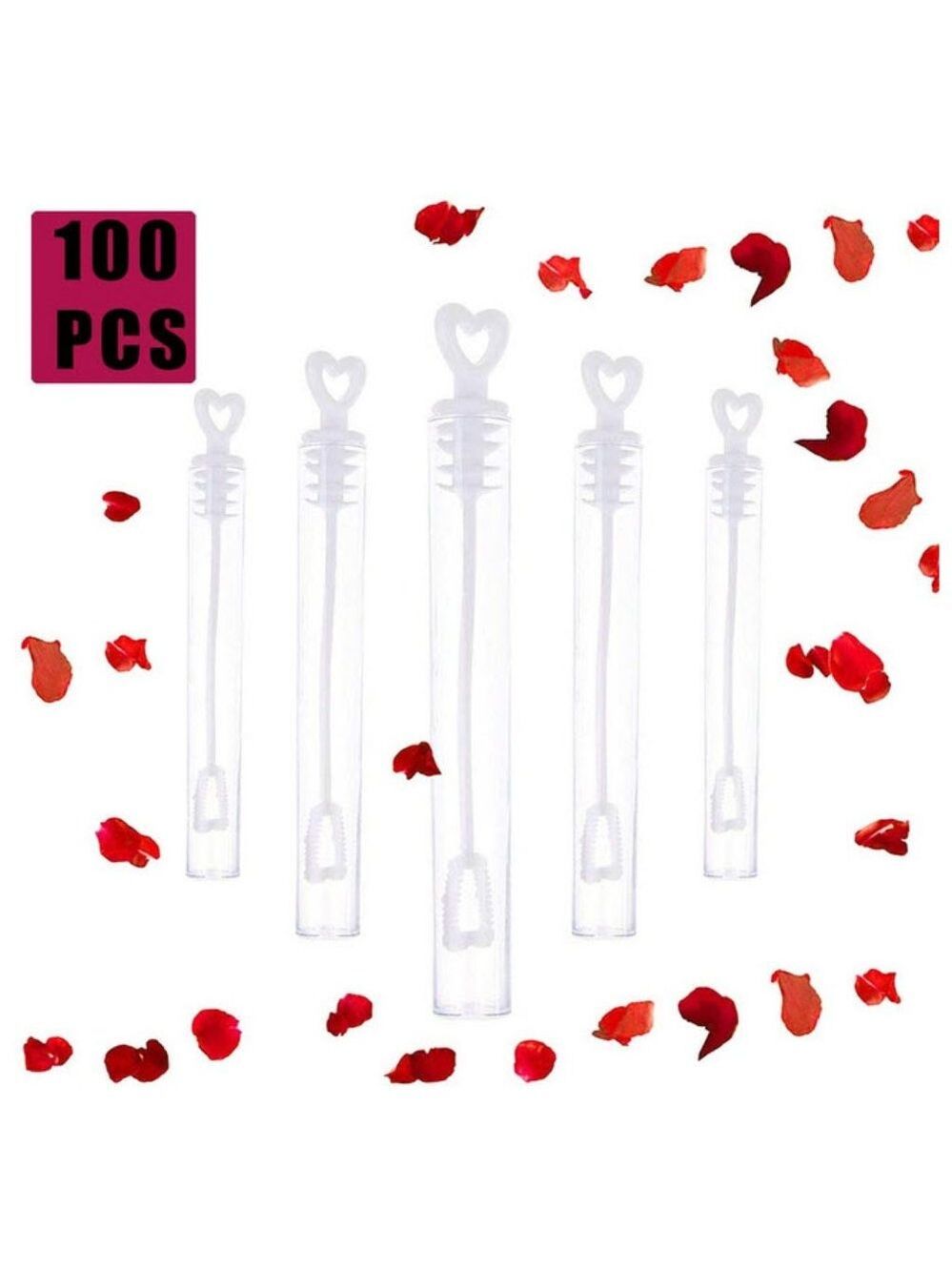 100 Heart bubble wand tubes - Picture 2 of 5